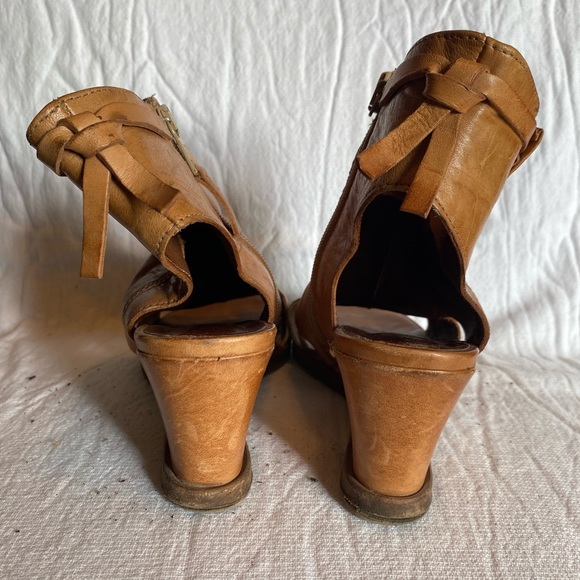 Mjus leather wedge open toe/heel booties - Picture 2 of 3